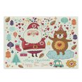 thumbnail image 1 of Christmas Cutting Board, Santa and Teddy Bear Vintage Christmas Season Ornaments Party Theme, Decorative Tempered Glass Cutting and Serving Board, Large Size, Multicolor, by Ambesonne, 1 of 1
