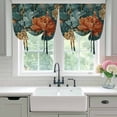 thumbnail image 4 of Vintage Floral Tie Up Curtains 45 Inches Long, Kitchen Window Curtains Over Sink, Boho Red White Floral Leaves Country Vintage Small Window Curtains Balloon Curtains Valances for Bedroom 34"x45", 4 of 8