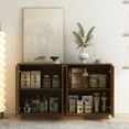 thumbnail image 3 of CQSXDA Fluted Modern Buffet Cabinet in Wood, Sideboard with Adjustable Shelves for Storage, brown, 3 of 6
