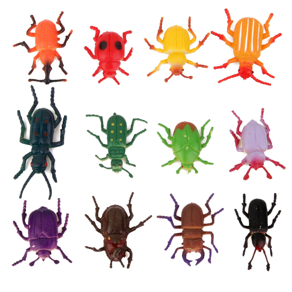 12pcs Colorful Plastic Insect Beetle Model Toy Kids Party Trick Play Toy Set 