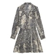 thumbnail image 2 of Vestido mini con estampado de serpiente vintage de TEELYNN para mujer, vestidos casuales de otoño con solapa y manga larga, vestidos ajustados de cintura alta estilo bohemio 2022, 2 of 4