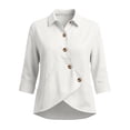 thumbnail image 4 of Neewe Women's Cotton Plain Lapel Collar Button Down Cardigan 3/4 Sleeve Lightweight Trendy 2026, 4 of 6