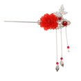 thumbnail image 2 of Mariposa flores pelo palo cuelga horquilla accesorios para el cabello borlas rojo Colcomx mujeres del palillo del pelo de la vendimia, 2 of 8