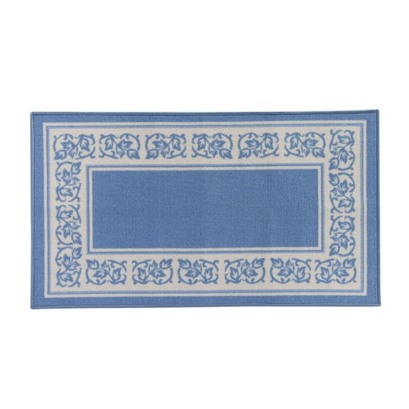Floral Border Area Rugs Size: 26"x 45", Color: Blue