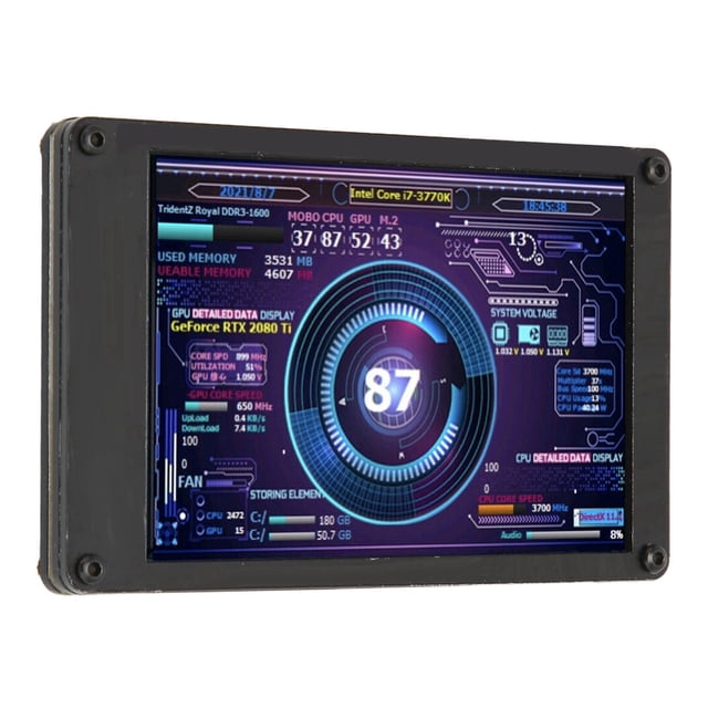 Monitor De Temperatura De La Computadora, Pantalla Del Panel Del Sensor De PC Brillo De Ahorro De Energía Conmutación Vertical Horizontal Ajustable Soporte Multisistema Para