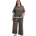 thumbnail image 2 of MINTREUS Lounge Sets for Women Plus Size Pajamas Neck Pullover Top Wide-Leg Pants Women's PJ Casual Set 1X-5X, 2 of 11