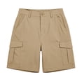 thumbnail image 4 of Bermuda Cargo Denim Shorts for Women Knee Length Elastic Waist Multi Pockets Casual Summer Long Jorts Beige M, 4 of 5