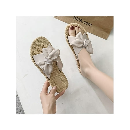 

Avamo Ladies Womens Slides Flat Slip On Slippers Mule Summer Bow Sliders Sandals Shoes