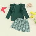 thumbnail image 7 of Zshosam Little Girl Fall Outfits Toddler Baby Girl Outfit Long Sleeve Embroidery Sweatshirt Top Tulle Skirt Set Size 18 24 Months,(Green 18-24 Months), 7 of 7