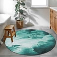 thumbnail image 4 of Clouds Round Living Room Rugs 4 ft, Abstract Gradient Green Clouds Sky Washable Area Rug with Non-Slip Sturdy Edge Binding Round Carpet for Entryway Kitchen Bedroom Bathroom, 4 of 9