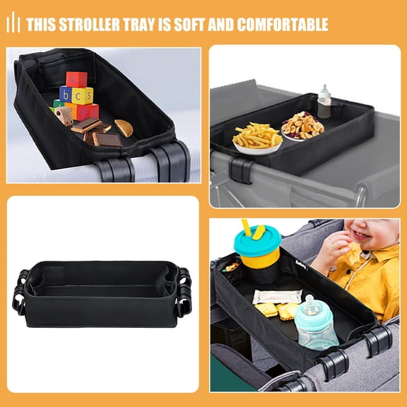 KONTONTY Black Wagon Snack Tray with Toy Storage for Strollers - Convenient Caregiver Access, 1 Piece