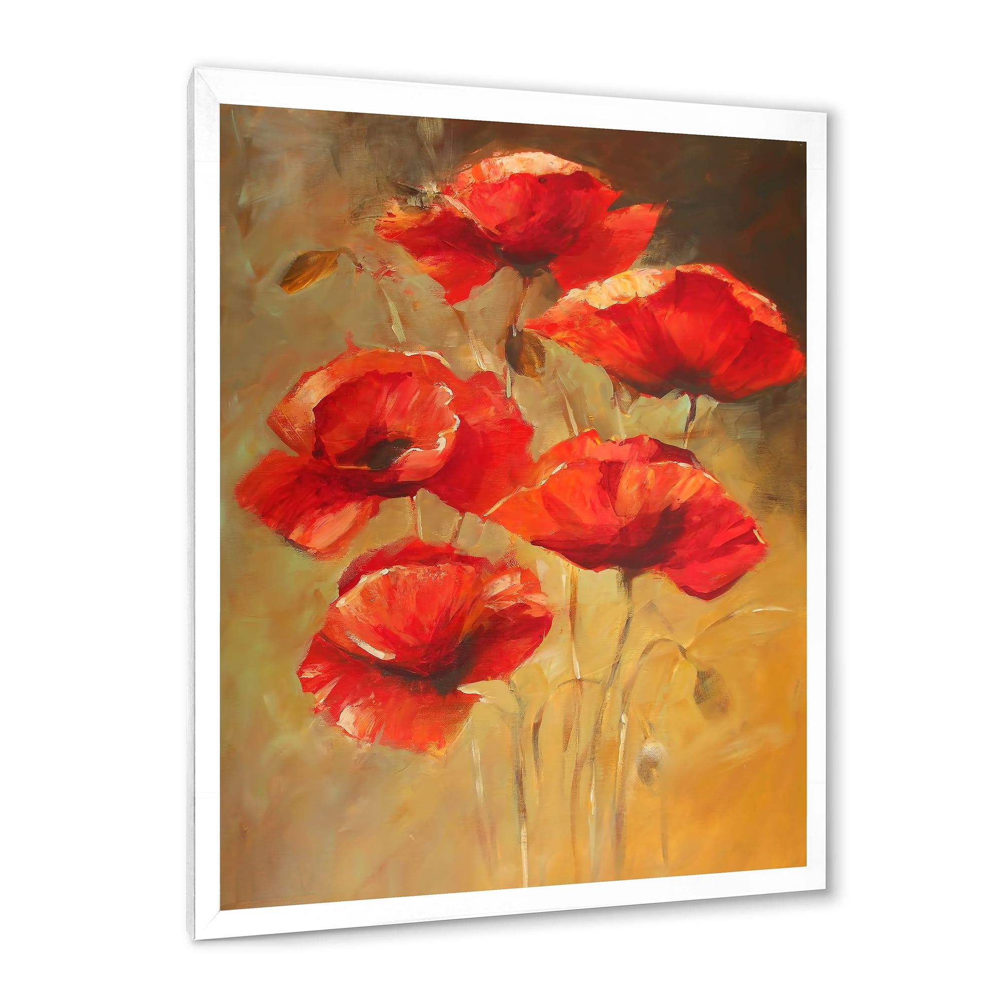 Designart 'Ancient Blooming Poppies II' Traditional Framed Art Print