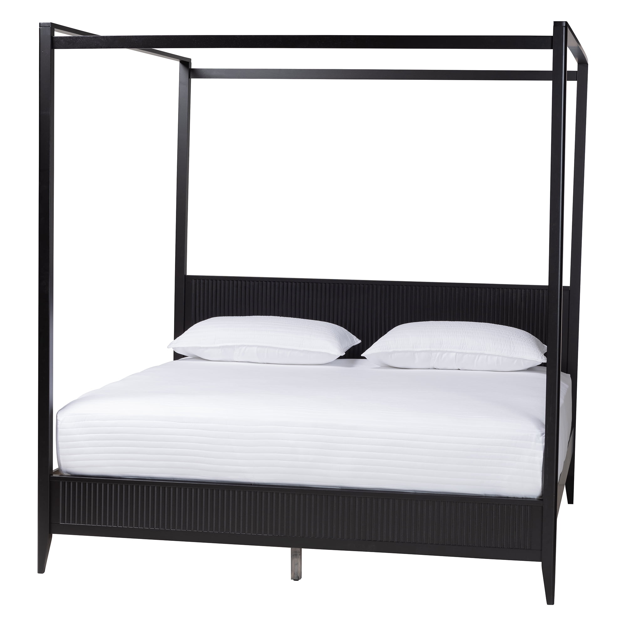 Baxton Studio Primrose Mid-Century Canopy Bed, King, Black