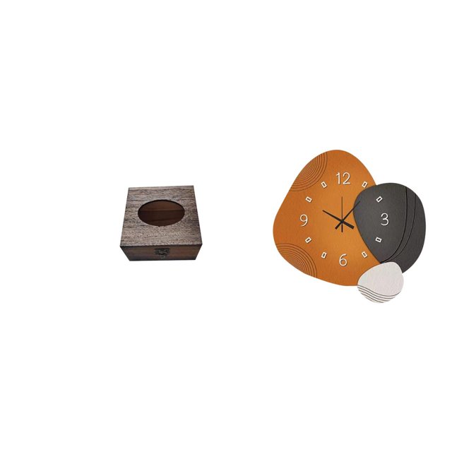 Estuche de pañuelos de escritorio,Caja de pañuelos faciales de madera estilo retro,Reloj de pared,Reloj de pared moderno,reloj decorativo de pared,Reloj silencioso de madera,adorno de arte