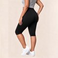 thumbnail image 4 of HomeDM Plus Size Capri Leggings for Women High Waist Workout Yoga Pants Black Lounge Tummy Control Running Size 2XL, 4 of 7