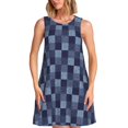 thumbnail image 1 of Disketp Blue Gingham Buffalo Check para Vestido sin Mangas para Mujeres, Vestidos de Verano para Mujeres, Casual y Holgado para la Playa, 1 of 7