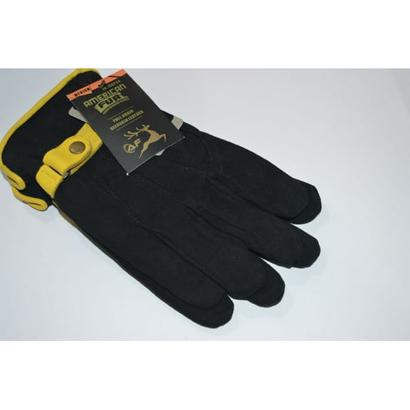 DEERSKIN SUEDE BLACK WITH TAN FULL GRAIN 70 GRAM THINSULATE GLOVES SIZE LARGE