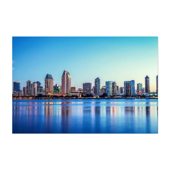 Reflections In Blue - Skyline Dawn - Coronado California Photography Unframed Wall Art Print 5 x 7 inches