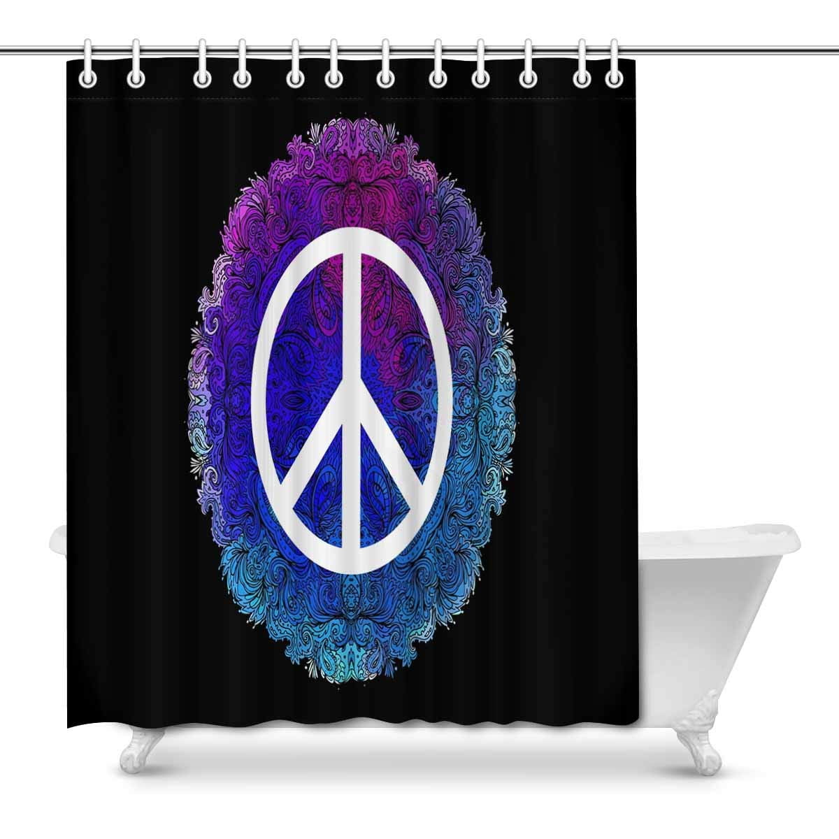 Pop Hippie Mandala Fl Peace Sign Bathroom Decor Shower Curtain Pop Hippie Mandala Fl Peace Sign