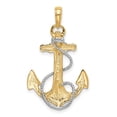 thumbnail image 3 of Auriga Fine Jewelry 14K Yellow Gold w/ Rhodium Anchor W/Rope Pendant for Women, 3 of 6
