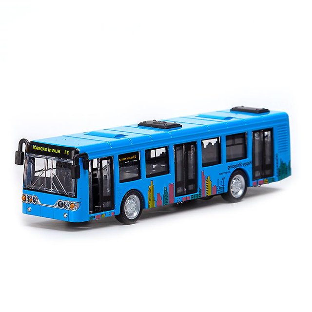 Autobús de aleación 1:70, modelo de coche para niños, adornos de coche extraíbles, regalo para niño (azul, 2 unidades)