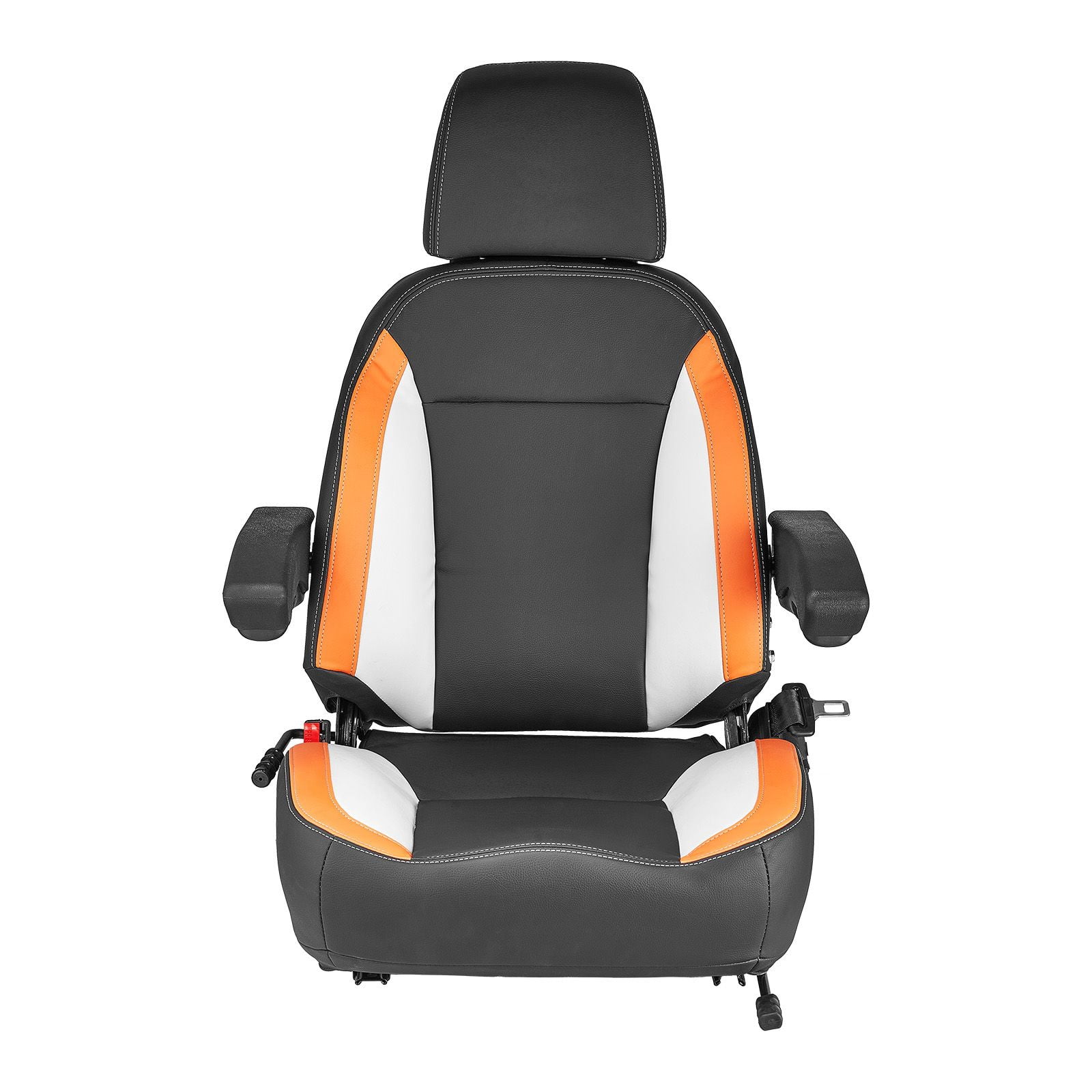 Universal Forklift Seat, Tractor Seat with Adjustable Back, Armrest, Headrest & Safety Belt, Secure Tractor Seat with Micro Switch, Ergonomic Lawnmower Seat for Skid Loader Bulldozer