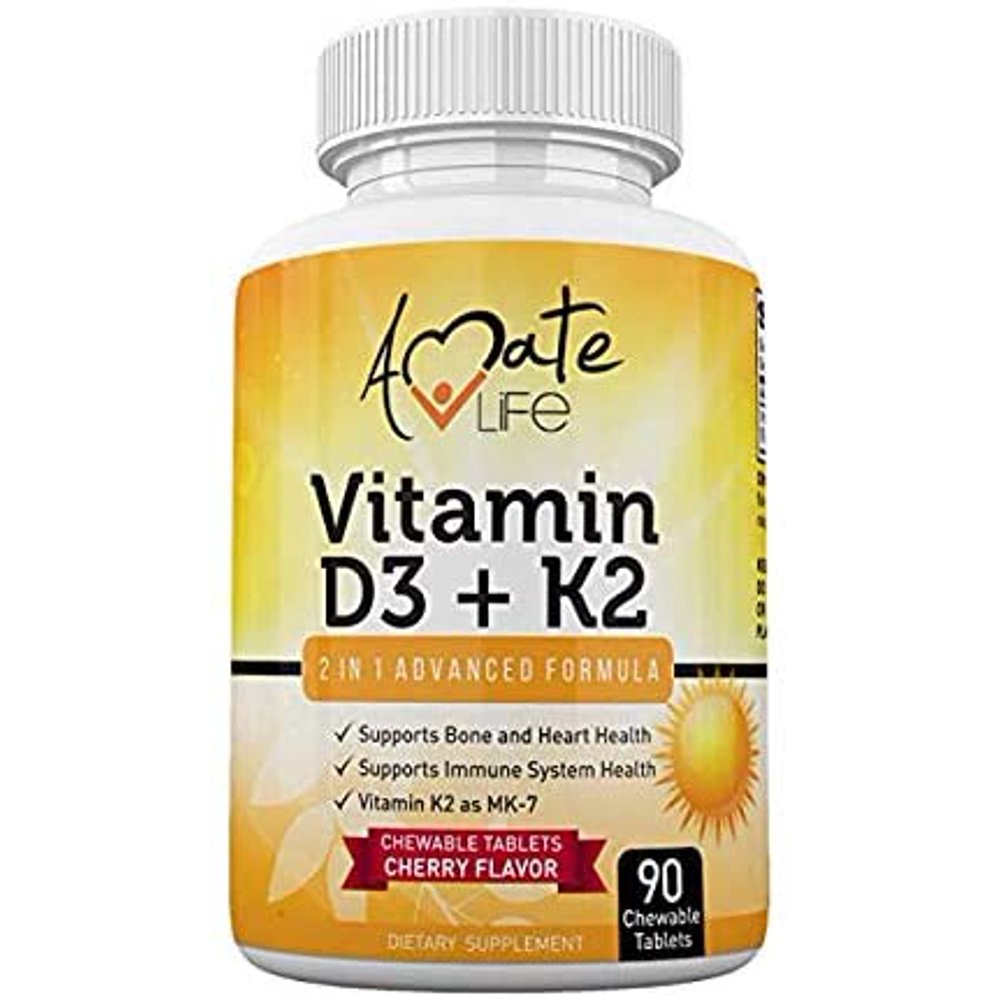 Vitamin K2 D3 Supplement Vitamin D3+K2 (MK7) Chewable for Bone Health