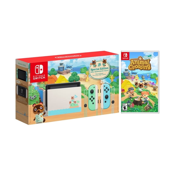 2020 New Nintendo Switch Animal Crossing: New Horizons Edition Bundle with Animal Crossing: New Horizons Game Disc and Mytrix NS Tempered Glass Screen Protector - 2020 New Limited Console & Best Game!