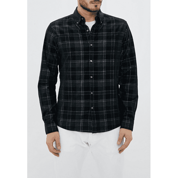 Michael Kors BLACK Long Sleeved Slim Fit Button-Down Shirt, US 2X-large