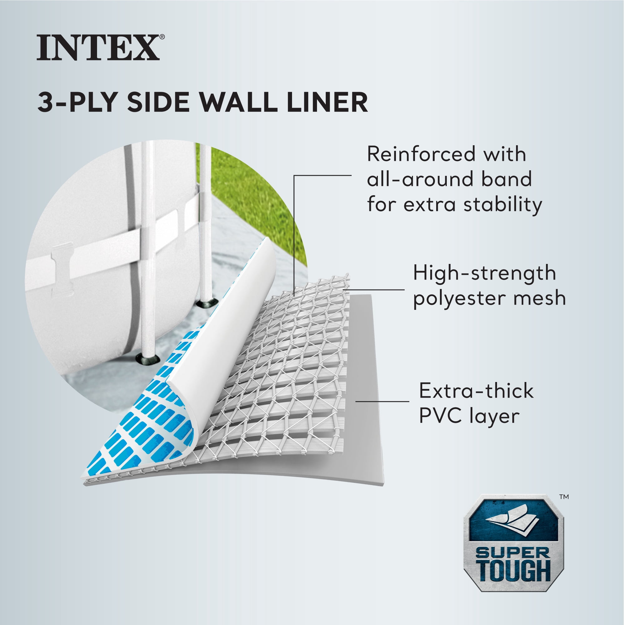 INTEX Round Prism Frame 15ft x 48in Above Ground Swimming Pool Set w/ Pump
