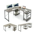 thumbnail image 2 of Spaco L Shaped Computer Desk with 4 Storage Shelves and Cable Holes-Gray, Office Desk, Gaming Computer Desks for Study,Working,Writing, 2 of 8
