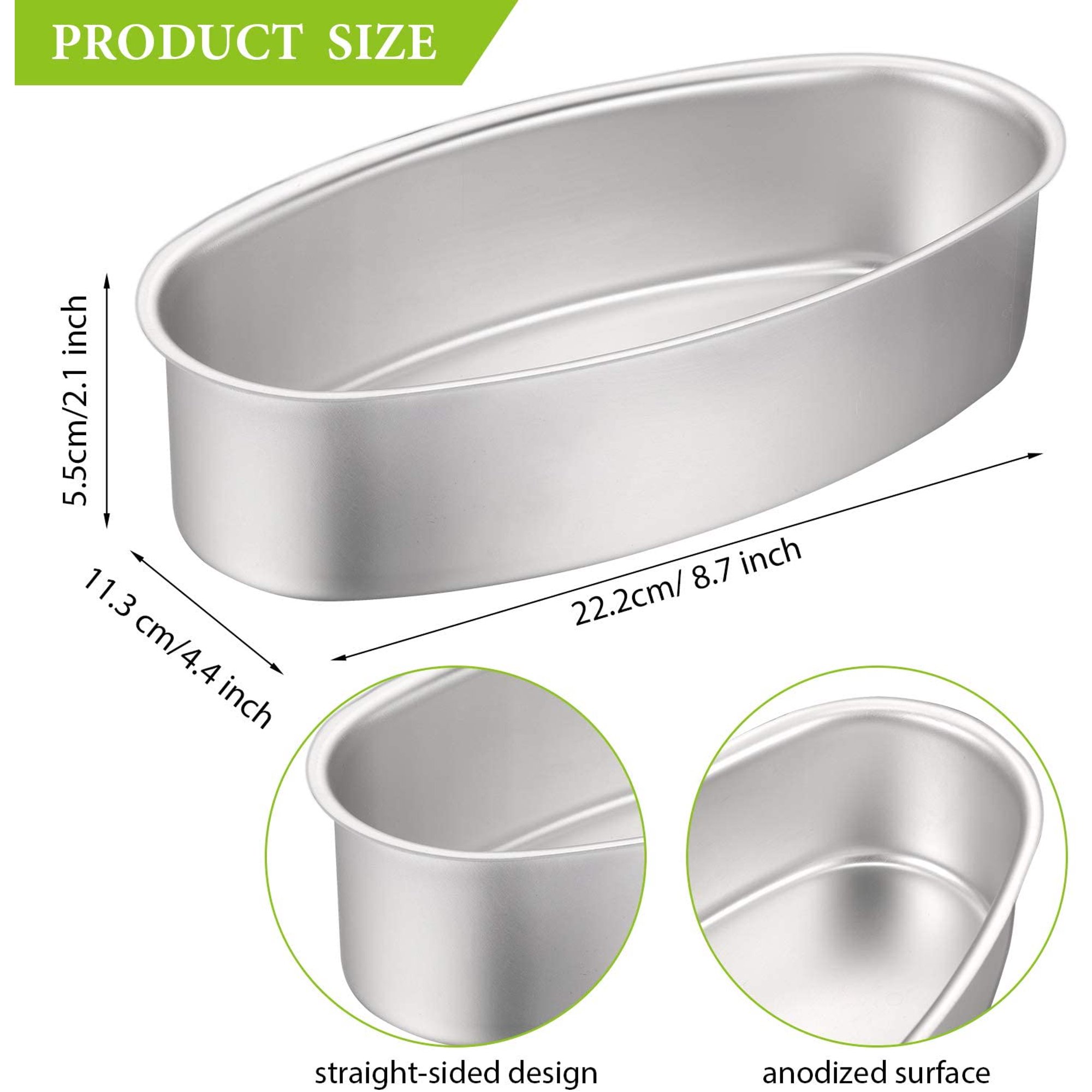 2-Pack Oval Cheesecake Pans | 8-Inch Non-Stick Aluminum Baking Molds For Oven