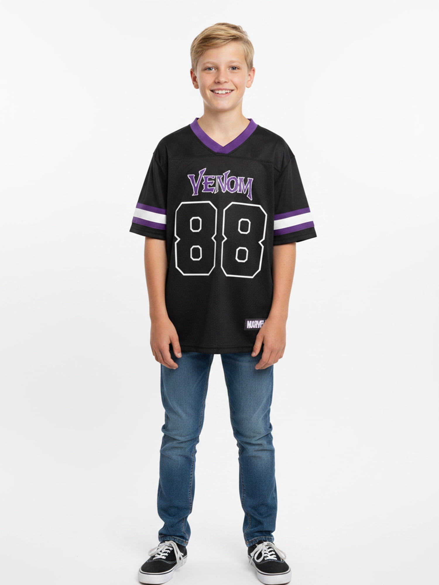 Marvel Venom Boys’ Short Sleeve Athletic Jersey, Sizes 4–18