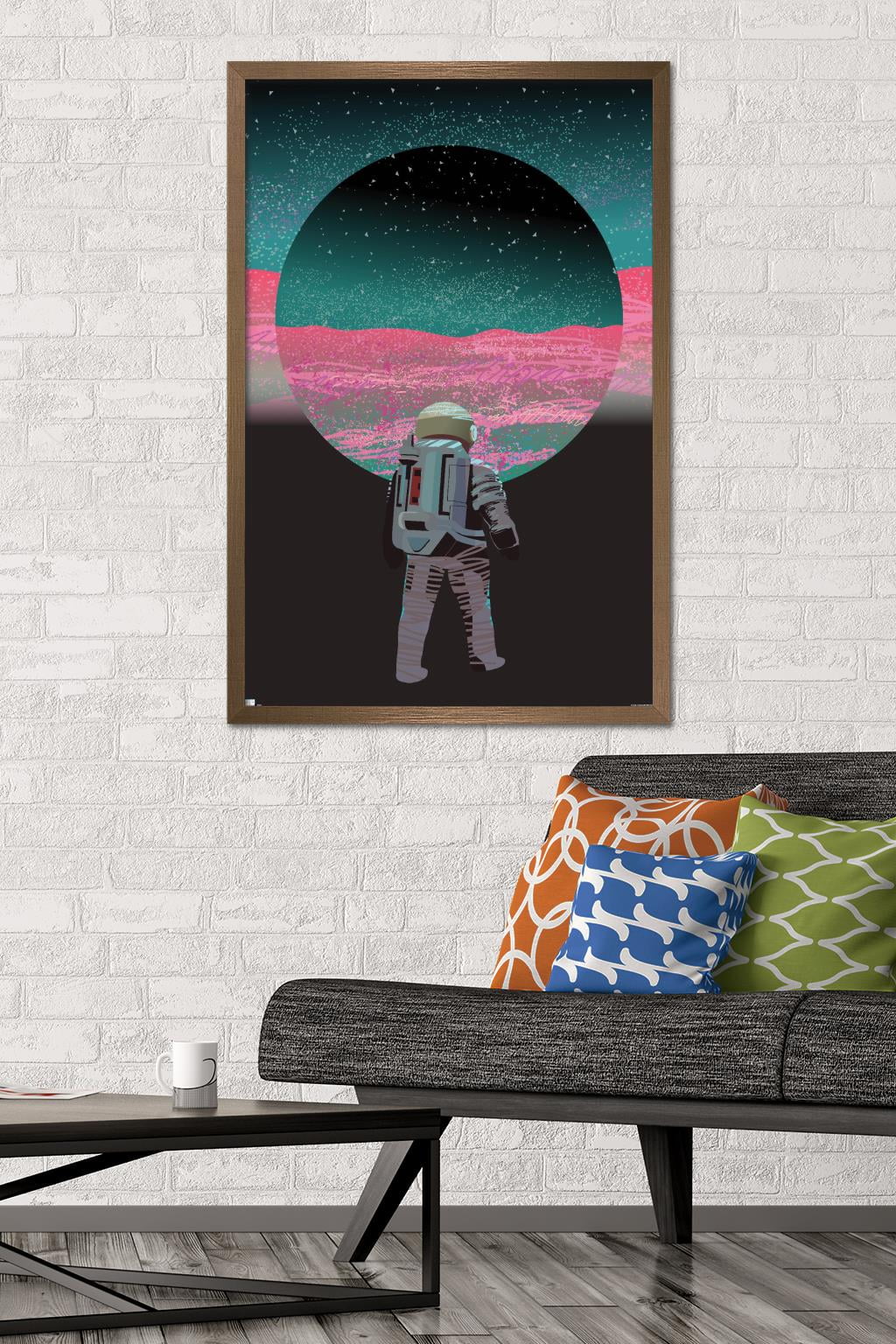 Abstract Astronaut Wall Poster, 22.375" x 34" Framed