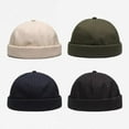 thumbnail image 6 of Visland Women Men Beanie Hat, Fashion Casual Vintage Retro Solid Color Brimless Soft Cozy Cotton Winter Head Warm Adjustable Skullcap Sailor Cap for Outdoor Daily Wear, 6 of 7
