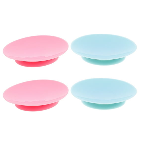 WHAMVOX 4pcs Children'S Bowl Suction Cup Double Sided Anti-Slip Baby Bowl Suckers Silicone Plate Sucker Pads For Fixing Tableware