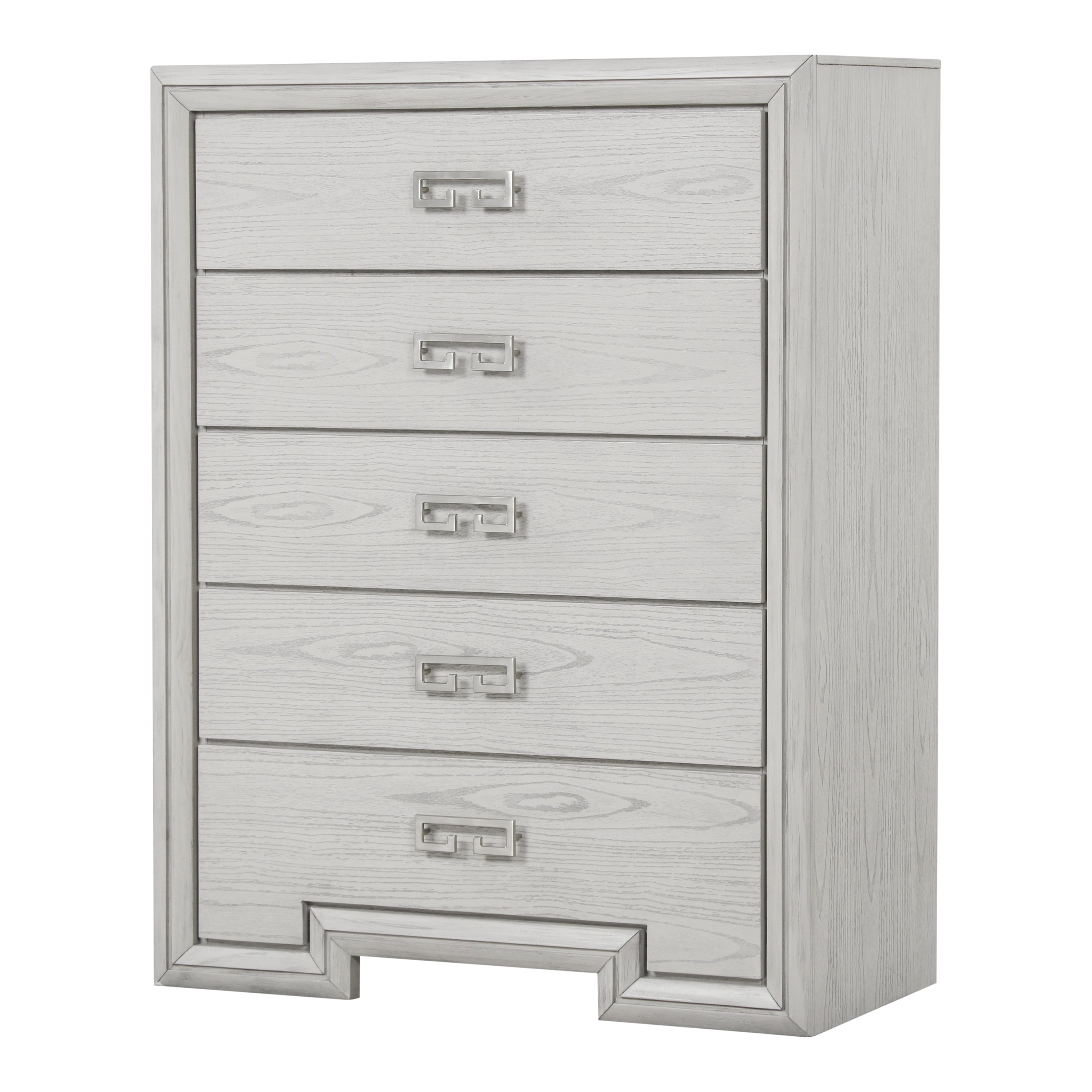 Furniture of America Elres Adult Modern 5-Drawer Solid Wood Vertical Dresser, Rustic White