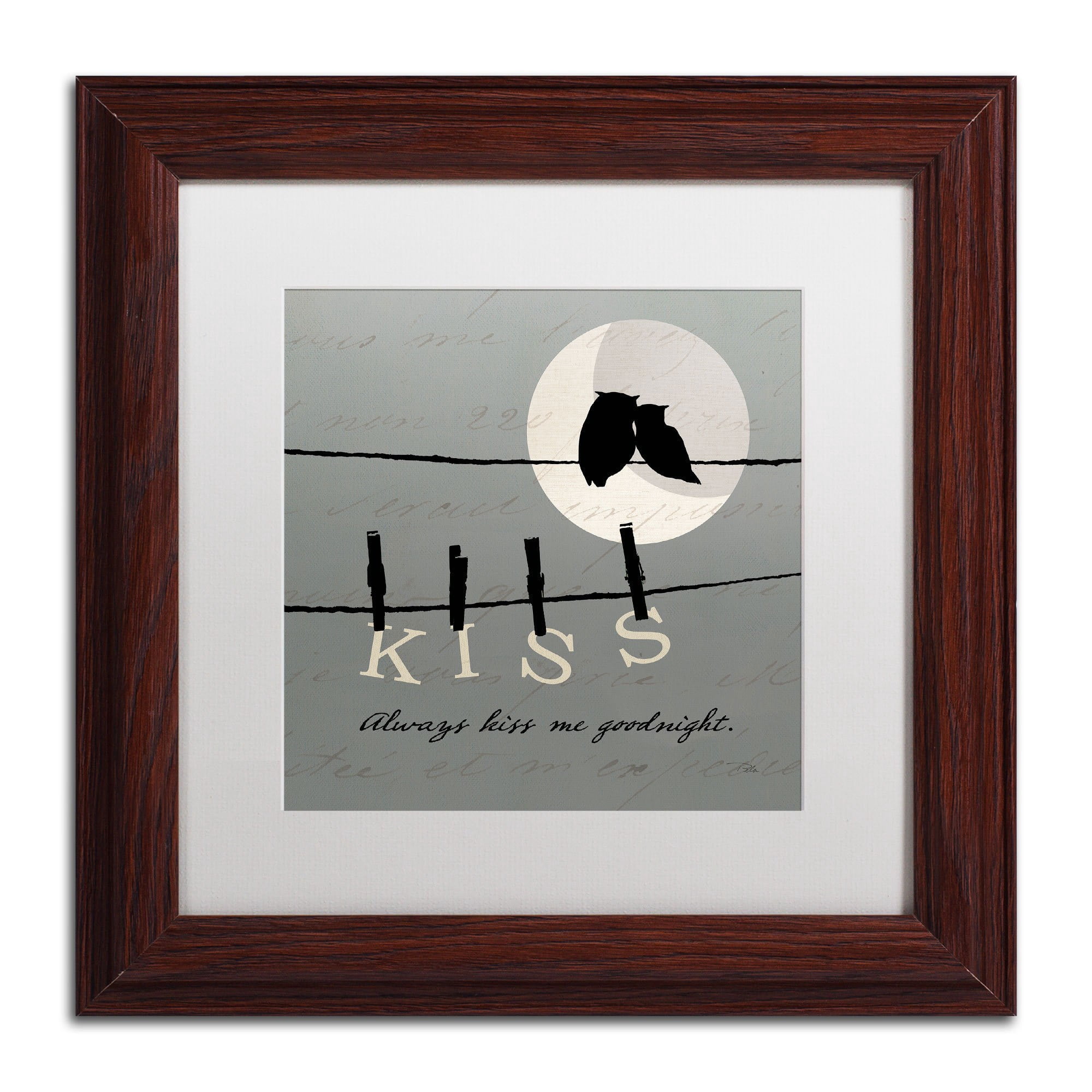 Trademark Fine Art "Moon Lovers II" Canvas Art by Pela Studio, White Mat, Wood Frame