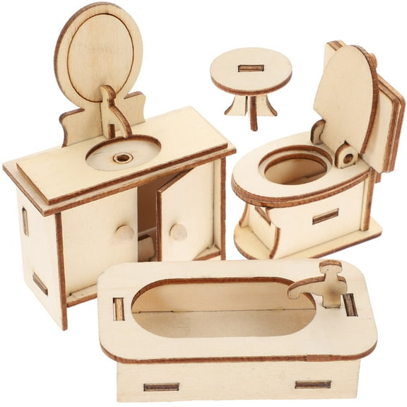 Tineasur Dollhouse Miniature Toilet Mini House Furniture Compact 1 Set
