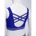 thumbnail image 5 of Sholeno Kids Girls Sparkle Sports Bra Criss Cross Back Gymnastics Yoga Tank Vest Ballet Dance Tops Bralette Blue 10, 5 of 7