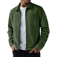 thumbnail image 7 of SEROYE Mens Faux Suede Jacket Zip Up Lapel Collared Solid Long Sleeve Casual Business Outerwear for Spring Fall (M, Army Green), 7 of 7