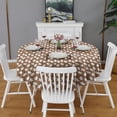 thumbnail image 2 of Brown Christmas Gingerbread Pattern Round Tablecloth 60"x60",Wrinkle Wipeable Table Cloth for Kitchen Dining Room Picnic Patio Party, 2 of 6