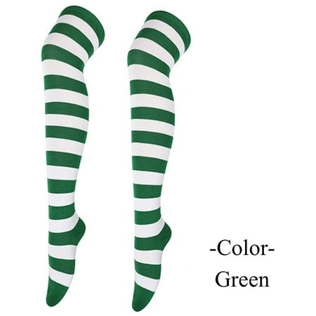 

ZMHEGW Womens Socks 1 Pair Christmas High Long Stockings Over Knee Christmas Party s Knee High Long Striped Stocking Stockings
