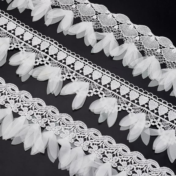 3 Yards Lace Edge Trim 3 Styles White Flower Lace Trim Ribbon Embroidery Crochet Sewing Lace Trim for Clothing Sewing DIY Craft Gift Wrapping Bridal Wedding Dress Scrapbooking Home Decor