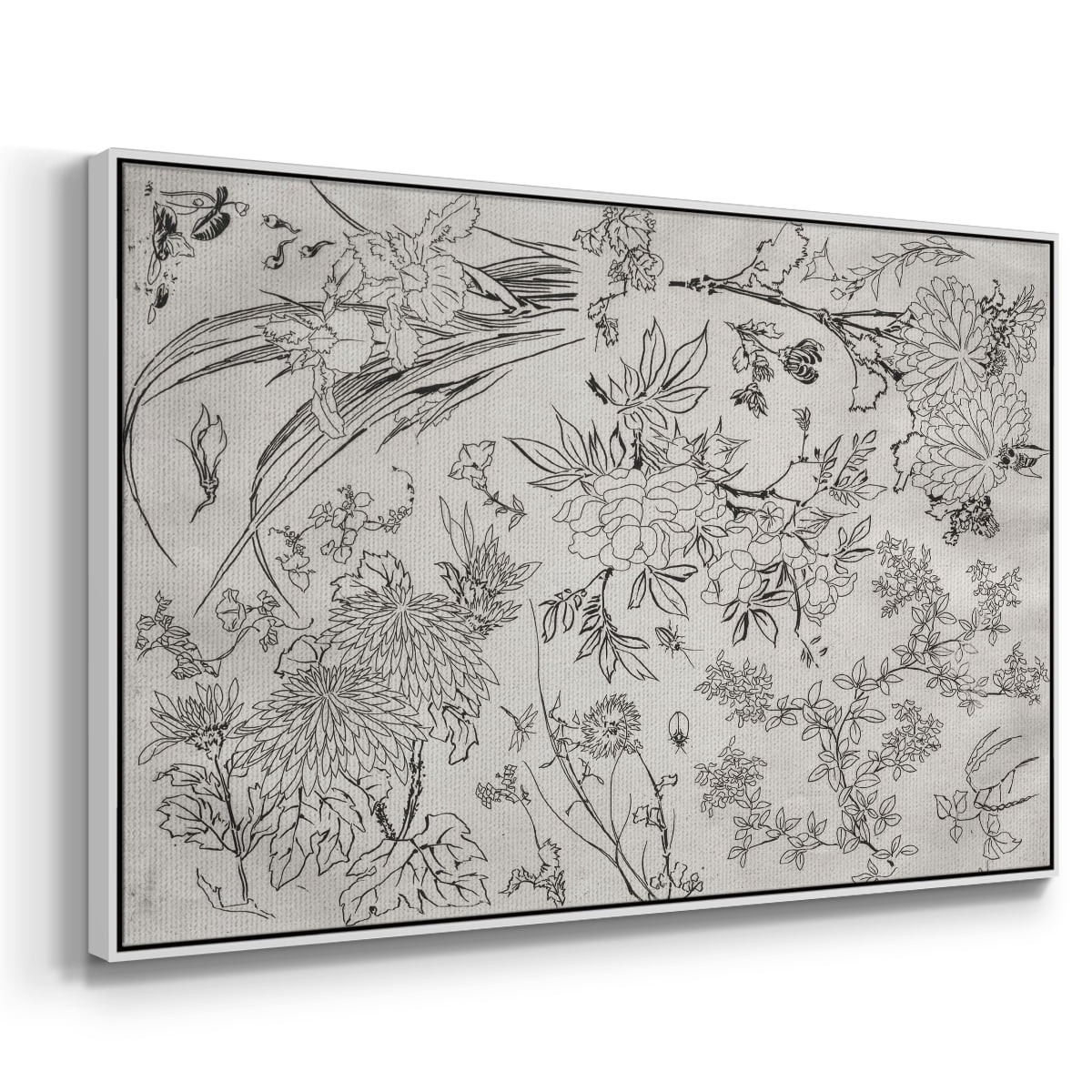 Vintage Abstract Print-XVI Framed in White Wood Gallery Wrapped Canvas 17 in. x 25 in.