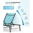 thumbnail image 5 of Harbweb Outdoor Lounge Chair for Pool, Aluminum Chaise Lounge Chairs with 5-Position Recliner, No Assembly Patio Lounge Chair for Backyard, Poolside, Deck, Lawn (Aqua), 5 of 8