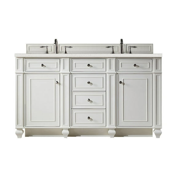 James Martin Vanities 60" Double Vanity, Bright White w/ 3 CM Lime Delight Quartz Top