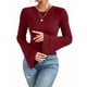 thumbnail image 1 of Tops Cortos de Acampanada para Mujer, Elegantes, Informales, con Cuello Redondo y Ribete de Lechuga, Acanalados y Ajustados Vino Tinto XL, 1 of 10