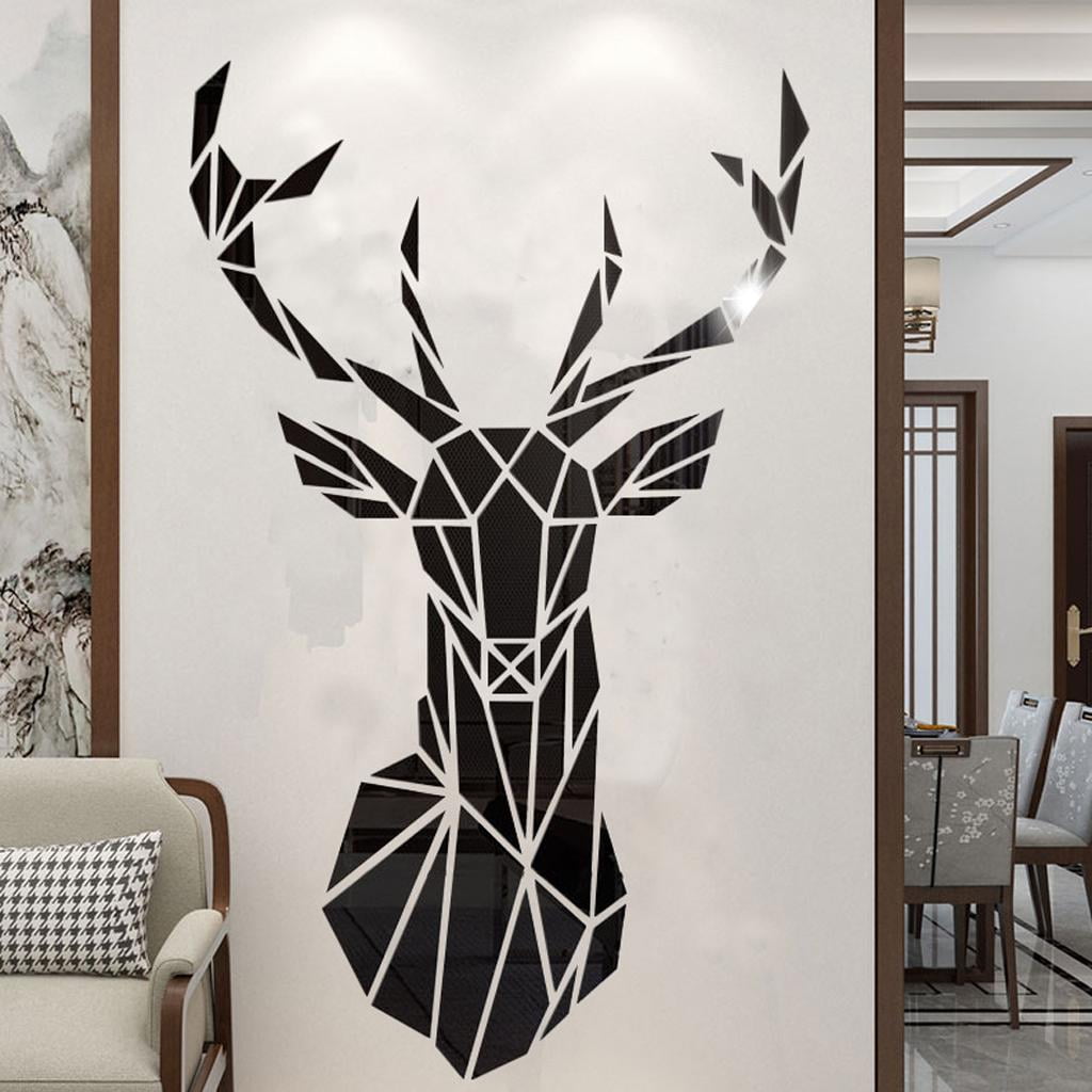 Mirror Deer Head Acrylic Wall Sticker Decal Removable