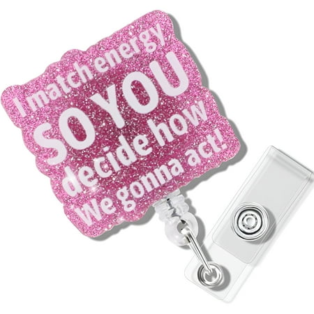 GJX 2026 New Retractable Id Badge Holder-Lightweight Nurse&Office Accessory with Swivel Clip Glitter Design (Pink/Blue Options)-For Healthcare Workers Teachers and Professionals